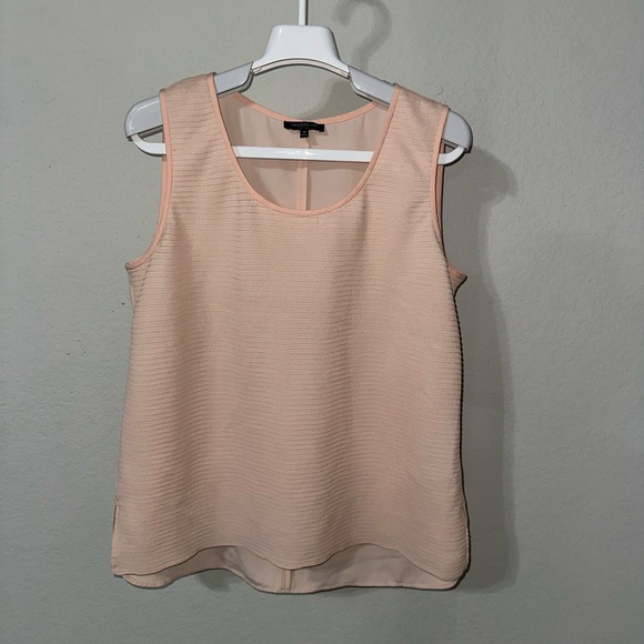 Lafayette 148 New York Tops - LAFAYETTE‎ 148 Peach Beige Crepe Pleated Plisse Tank Top Medium